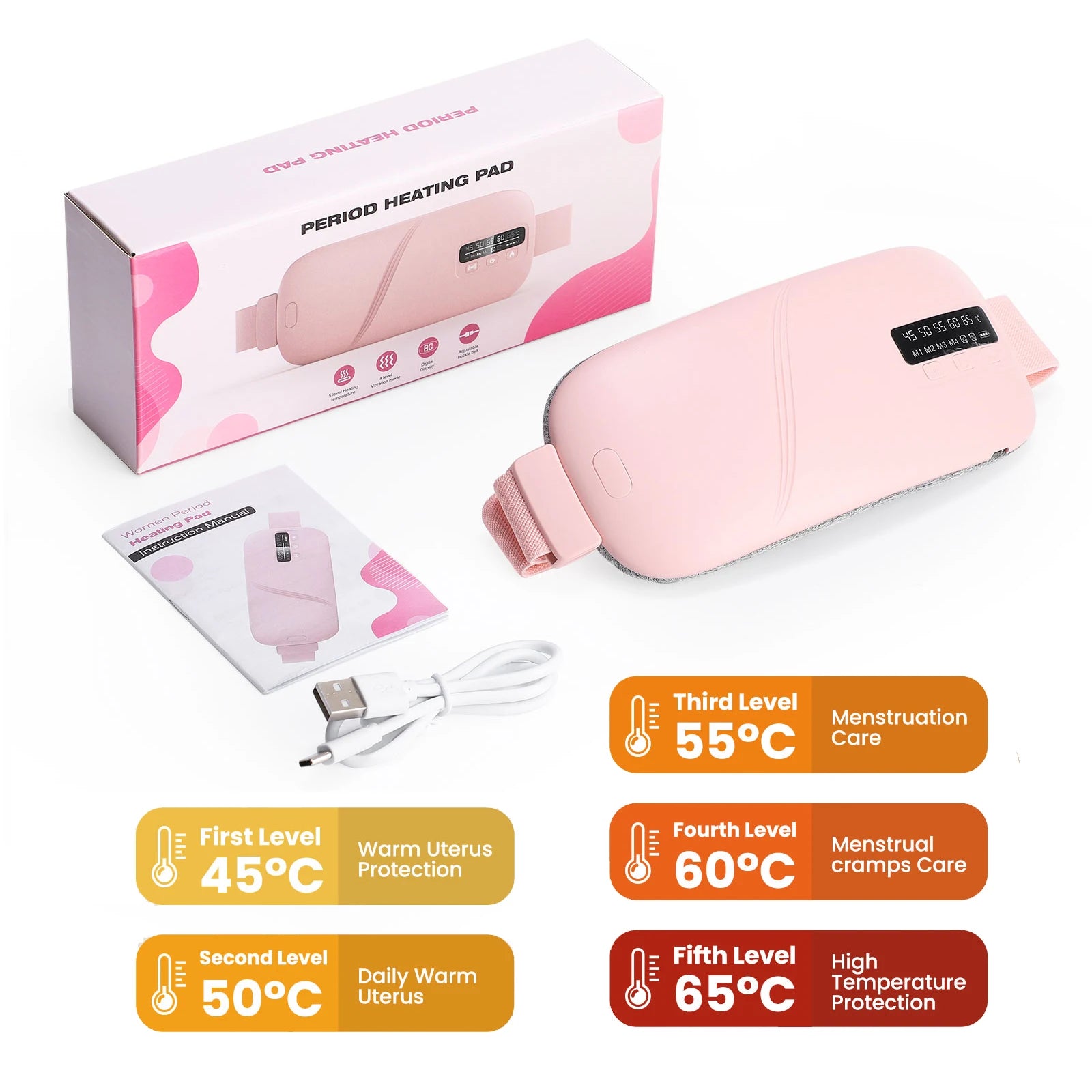 Veltro Ease — Electric Heating Pad & Vibration Massager for Cramps