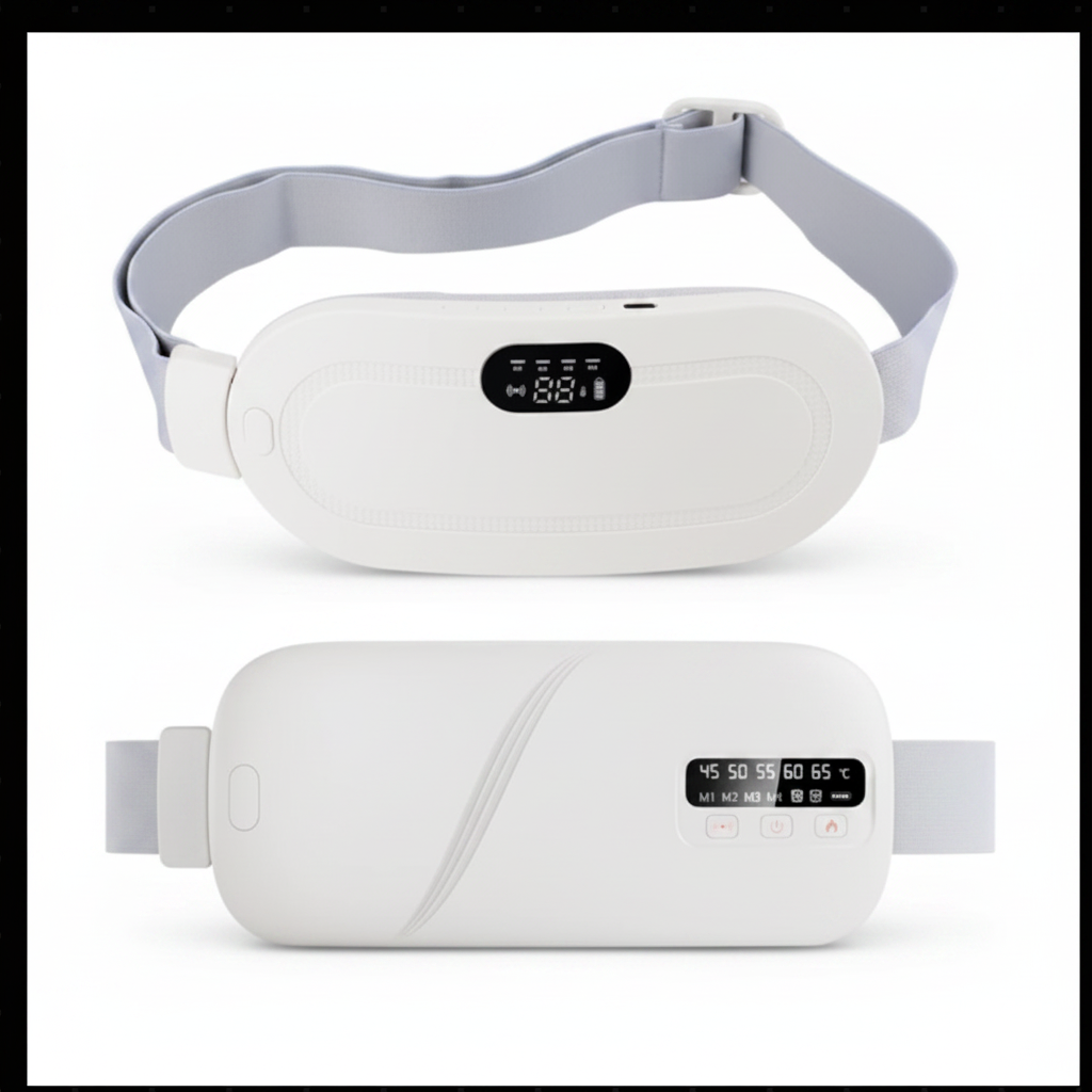 Veltro Ease white oval heating belt with digital display and grey strap